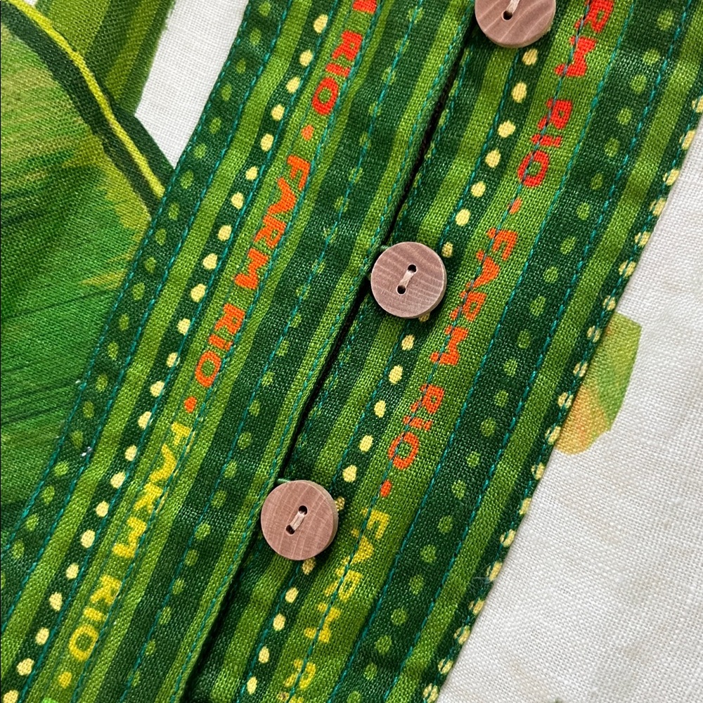 FARM Rio Green Tropical Print Linen Mini Dress - Picture 12 of 13
